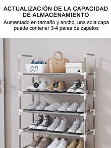 Zapatero 6/7/8/9 Niveles, Organizador Zapatera Rack, Zapatero Pequeño Apilable para 18 - 27 Pares, Organizador de Zapato para Almacenar y Guardar Los Zapatos, Se Utiliza en el Pasillo, Dormitorio, Sala de Estar - Plata/8 capas - Ver 8