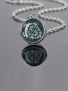 1件化石风格十二生肖主题玻璃凸面吊坠项链，搭配可调节链条，时尚又充满青春气息的配饰。 - 銀色 - 查看 12