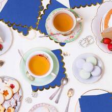 20pcs/Set, 40pcs/Set, 60pcs/Set, Klein Blue Solid Color Platinum Foil Wavy Thick Soft Absorbent Party Napkins, 2-Ply Soft Paper Napkins, Unfolded 24cm*24cm, Suitable For: Wedding, Tea Party, Birthday Party Decoration Napkins, Party Decoration, Party Supplies, Holiday Decoration - Multicolor - View 3