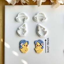 4pcs Duck, Mushroom Elf Polymer Clay Mold Set, DIY Craft Ceramic Tool, Polymer Clay Jewelry Making Supplies, Handmade Earring Mold - White - View 5