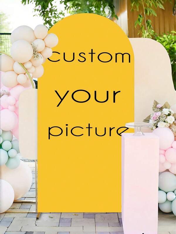 Personalized Arch Backdrop With Arch Frame Compatible - Custom Name/Text/, Stretchable Polyester Fabric Suitable For Birthday Wedding Party Decorations, Indoor/Outdoor Arched Background, Easy Setup (No Electricity)
