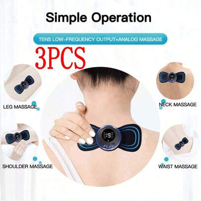 AXH. 3pcs EMS Neck Massager, 8 Massage Modes, 19 Intensity Levels, Deep Relaxation Massage Pad, Relieve Muscle Tension, Suitable For Muscle And Back