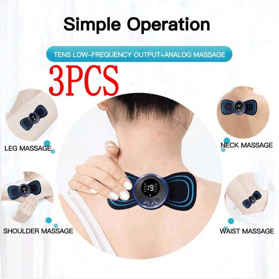 AXH. 3pcs EMS Neck Massager, 8 Massage Modes, 19 Intensity Levels, Deep Relaxation Massage Pad, Relieve Muscle Tension, Suitable For Muscle And Back