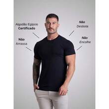 Slim Fitness SLM Set Of 3 Men's Egyptian Cotton T-Shirts, Casual-Minimalist Style, Slim Fit, Contrast Knit. - 黑色 - 灰色 - 海軍藍 - 查看 2