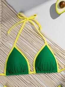 RWX VEST Triangle Bikini With Contrasting Trim And Adjustable Tie 2025 XX574 - Green - View 2