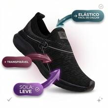 Adult Orthopedic Flat Sole Sneakers, Lace-Free, Easy To Put On, Lightweight For Daily Activities And Walking, Breathable Flat Sole, Sizes 34 To 43 - màu đen - Xem 3