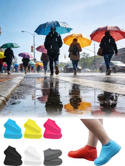 1 Pair Unisex Waterproof Shoe Covers, Latex Rain Boots, Reusable Outdoor Boot Covers, Anti-Slip Thick Rain Boots Suitable For Rainy Days, Valentine's Day, Pets, Carnival, Spring/Summer, Bridesmaid Gifts, Indoor Bedroom Decor, Beach, Travel, Men/Women, Vacation, Multiple Cute Colors Available