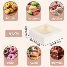 Tomnk 30/60pcs Cookie Boxes, 8x8x2.5 Inches Bakery Boxes With Windows For Chocolate Strawberries, Pie, Pastry, Dessert, Cake, For Mother's Day, Party, Wedding - Multicolor - View 3