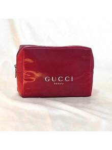 Gucci 红色帆布化妆包 - 大容量手提包，适合旅行和日常使用，优雅礼品。 - 酒紅色 - 查看 6