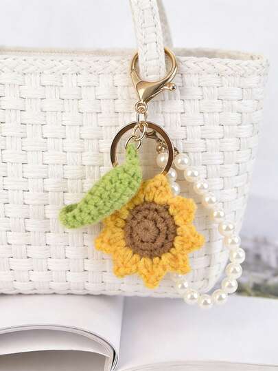 Crocheted Sunflower Bag Charms For Purse And Tote Keychains For Woman Keychain For Car Keys Features A Three-Dimensional Design And Exquisite Woven Patterns, Making It An Ideal Choice For Women'S Handbags. It Can Also Be Used As A Keychain For Handbags, Car Keychains, Luggage Tags, Or Interior Decorations. Its Warm And Soft Colors Make It Comfortable And Versatile For Everyday Wear, And It Also Makes A Wonderful Gift For Friends And Family. Each Handmade Item Is Slightly Different, Showcasing A