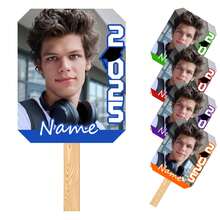 1pc/3pcs/6pcs Personalized Face Fan With Wooden Handle Custom Photo Head Fan 2026 Graduation Birthday Party Favors Creative Celebration Prop - Color 1 - View 1