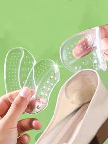 2pcs Silicone Heel Grips, Invisible Anti-Slip Heel Pads For High Heels, Shoe Size Adjuster - Clear - View 5