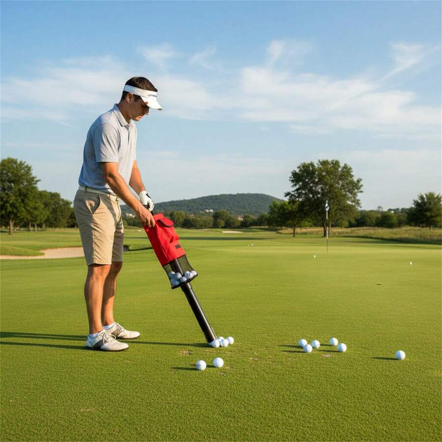 Tubo recogedor de pelotas de golf con diseño de sección superior e inferior de fácil montaje y desmontaje, que incluye una bolsa de red como accesorio - Multicolor - Ver 1