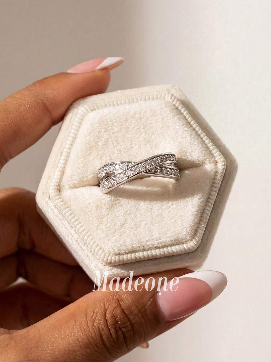 Stylever 1pc 925 Sterling Silver Minimalist X-Shaped Cross Ring, Women's Jewelry, Charming Promise Ring, Exquisite Jewelry Ring, Daily Wear Decorative Gift For Her - Silver - View 1