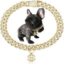 Adjustable Pet Necklace, Versatile Luxury Pet Collar, Hip-Hop Cuban Link Design With Small Dollar Pendant, Fashionable For Small, Medium And Large Dogs - Multicolor - View 12
