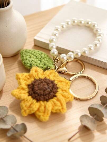 Crocheted Sunflower Bag Charms For Purse And Tote Keychains For Woman Keychain For Car Keys Features A Three-Dimensional Design And Exquisite Woven Patterns, Making It An Ideal Choice For Women'S Handbags. It Can Also Be Used As A Keychain For Handbags, Car Keychains, Luggage Tags, Or Interior Decorations. Its Warm And Soft Colors Make It Comfortable And Versatile For Everyday Wear, And It Also Makes A Wonderful Gift For Friends And Family. Each Handmade Item Is Slightly Different, Showcasing A