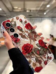 1个时尚优雅红色玫瑰花软壳手机壳，兼容华为荣耀、Galaxy A04e/12/A13/A14/A34/A50/A52/A53/A54/S21/S22/S23/S24/S25/S25Ultra/S26/S26 Plus/S26 Ultra、6A/7A/8A、12T/13T，国际版，非国内版 - 無色 - 查看 6