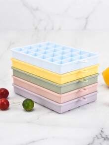 1pc Silicone Ice Cube Tray With Lid, Square Ice Cube Mold With 24 Cavities, Suitable For Cocktails, Chocolate, Juice - Multicolor - View 2