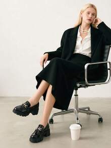 Women Chunky Heel Loafers, Platform Loafers, Slip On Casual Business Dress Versatile Shoes - 蒙特內哥羅 - 查看 3