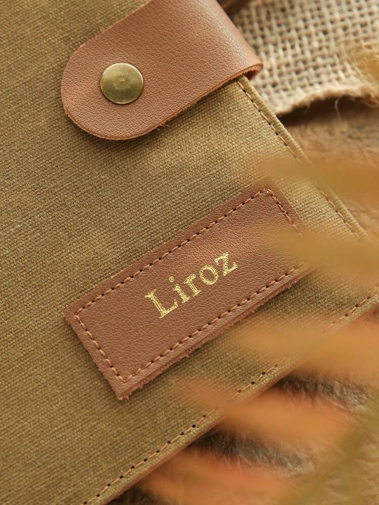 Takeoak 1pc Custom Name Passport Holder With Chic Buckle Customized Gold Monogram Name Canvas Textured Passport Cover Splash-Proof Unique Document Card Holder Travel Accessories Handmade Chic Travel Accessories Gift For Men Father's Day Gift - Multicolor - View 11