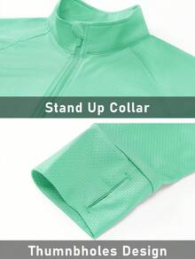 女士 UPF 50+ 轻便运动夹克 防晒 全拉链长袖衬衫 远足户外口袋 - 薄荷綠 - 查看 6