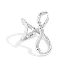 Frminee 3pcs/1pc Chunky Gold Stacked Stainless Steel Ring For Women, 18K Gold Plated Statement Open Stacking Ring With Knuckle Strap Ring - Silver - View 7