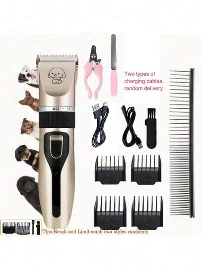 Professional Dog Grooming Kit, Quiet Dog Clipper Set, USB Rechargeable Wireless Pet Grooming Tool For Cats And Dogs