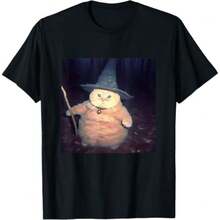 Cute Wizard Cat Halloween Spooky Casual T-Shirt,Wizard Cat Weird Funny Halloween Cat Meme T-Shirt - 黑色 - 查看 1