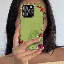 Premium  13 Case High-Quality Ladybugs Flowers Dots Green Floral Pattern That Won't Peel Off Hybrid Shock-Resistant Protective Case High-Quality Apple Phone Case - 彩色 - 查看 3