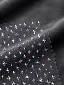 1片5D水钻星星美甲贴纸，奢华激光银色自粘可爱美甲贴花，DIY装饰配件 - 彩色 - 查看 3