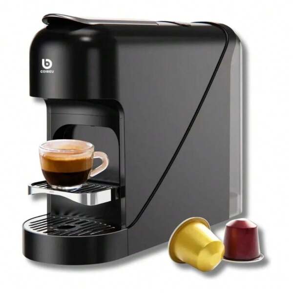 Cafeteira Espresso 1300w 127v Cápsula   Preto Máquina de Café em Cápsulas Automática Pequena para Casa 2 Níveis de Água Cafeteira Americana