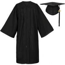 2026 Unisex Matte Graduation Gown And Cap Set With Tassel For Middle High School Bachelor - Black - View 1