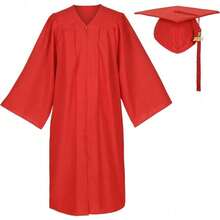 2026 Unisex Matte Graduation Gown And Cap Set With Tassel For Middle High School Bachelor - Red - View 1