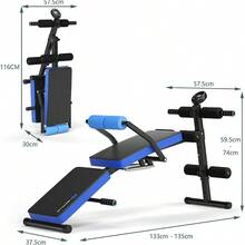 GOFLAME Foldable Weight Bench, Training Bench With Adjustable Backrest, Incline Bench With Foam, Load Up To 130 KG, Sit-Up Bench For Training At Home, Full-Body Training, Adjustable Backrest, Breathable PU Leather, Sturdy Steel Frame, Foldable Design - Blue - View 9