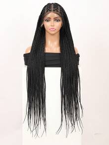 36 Inch Braided Lace Front Wig With Baby Hair, Crochet Box Braid Wig, Synthetic Hair Wig For Women - Natural Black - View 13