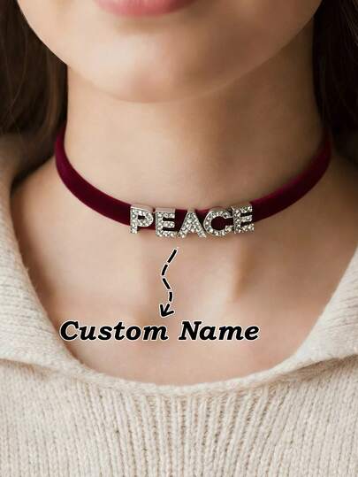 1pc Customized Necklace Choker, Can Customize Name/Letter, Suitable For Party, Birthday, Outing, Date, Can Be Gift For Friends, Family, Mother's Day, Classmates, Best Friends, Or Girlfriend
