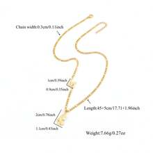 1件新款手形字母吊坠金色不锈钢费加罗链项链，女士款 - 金黃色 - 查看 2