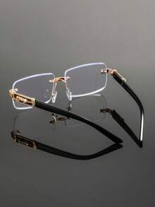 1 Pair Men's Metal Square Frameless Design Glasses, Personality Business Style Classical Luxury Elegant Casual Elegant, Fashionable Glasses Suitable For Business, Commuting, Reception, Driving, Banquet Wear - Multicolor - View 8