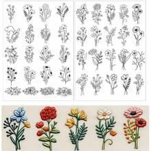 Water-Soluble Floral & Animal Pre-Printed Embroidery Stabilizer Paper, Self-Adhesive Non-Woven Embroidery Pattern Sticker, Clothing Embroidery Transfer Sticker - Black and White - a - View 12