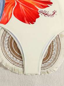1pc Floral Pattern Sexy One-Piece Swimsuit Vacation Beach Summer - Multicolor - View 4