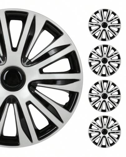 GCCSJ Hubcaps,15inch Hubcaps Set Of 4,4PCS 15Inch Universal Wheel Covers – Heavy Duty ABS Hub Caps For Steel Wheels, Installation With Micro-Adjustable Retention Ring, Rustproof & All-Weather Protection, Fits Chevy,  & Most Cars Silver,