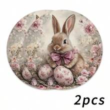 4 pezzi di tovagliette pasquali, con simpatico motivo a coniglio e decorazioni floreali, adatte per feste, pranzi, decorazioni natalizie e decorazioni pasquali. Dimensioni: 38*38cm, adatte per decorazioni stagionali domestiche, decorazioni tavola per le feste, stile country, materiale lavabile, ideali per decorazioni tavola per le feste e intrattenimento domestico, ottimo anche come regalo. - Multicolore - Visualizzare 15