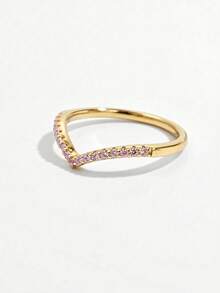 1枚925纯银浅V形镂空戒指，时尚精致水晶耳环，优雅首饰 - 戒指 - 查看 19