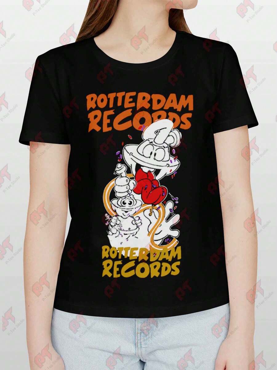 Rotterdam Records Nineties Gabber Hardcore Rave Tee - Black - View 1