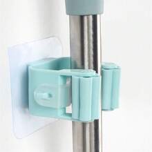 Strong Adhesive Roller Mop Clip, No Drill Hanging Broom Holder, Bathroom Mop Hook, Sticky Wall Hanger - Green - View 3