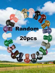 5/10/20/30/50/100pcs Artificial Crystal Mini Mushroom Beads, Spiritual Energy Faux Gemstone Carved Handmade Craft, Mixed Material Home Decor - Multicolor - View 15