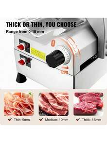 Automatic Meat Slicer, 540W  Slicer, 2 PCS 10" Stainless Steel Removable Blade, 0-15mm Adjustable Thickness, Child Lock Protection, Food Slicer Machine For Meat Cheese Bread For Home Use - Silver - View 3