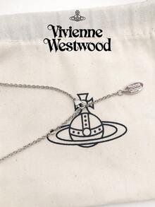 Vivienne Westwood Simonetta 系列银粉色珐琅飞行员项链，银色，黄铜 - 銀色 - 查看 11