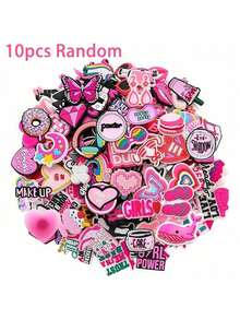 Random 10-200Pcs Pink Series DIY Charms For Shoe Key Chain Sandals Beach Bags, PVC Shoe Charms For Clogs Premium Quality Popular Decorations Accessories Great Gifts For Christmas, Birthday, Party - Multicolor - View 12