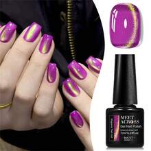 MEET ACROSS 1pc 7ml Jelly Colored Stone Cat Eye Gel Nail Polish, Gold Light Ultral Shine Gradient Magnetic Semi Permanent Soak Off UV Gel Varnish For Summer Nails, Manicure Nail Art Degign For Home And Salon Nail Supplies - 彩色 - 查看 8